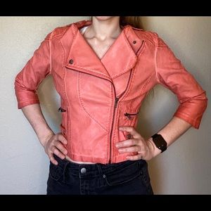 Bar III pink Faux Leather Jacket